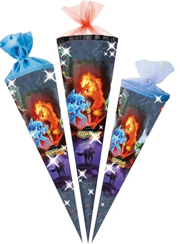 alles-meine.de GmbH Schultüte - Eldrador Creatures 2-35 - 85 cm - Größe wählbar - Spitze wählbar - Zuckertüte - Tüll - oder Filzabschluß - eckig/rund - klein & groß - Geschen..