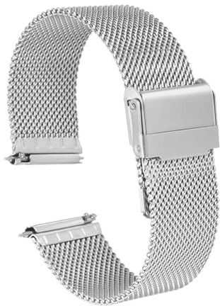 QUARKZMAN Uhrenarmband Mesh Edelstahl mm Ersatz Metall Armband Edelstahlarmband mit Schnellverschluss Uhrenarmbänder Ersatzband Verstellbarer Gütelschnalle für Damen Herren,