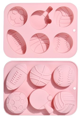 UR URLIFEHALL 2 Stück Silikonformen mit Sportmotiv, Sportball-förmige Schokoladenformen zum Backen von Fondant, Süßigkeiten, Gelee, Eiswürfeln, Kuchendekoration