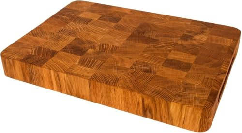 EFO Tabla de Cortar de Madera 35x25x4 cm | Tabla de Cortar de Fibra Final con Construcción de Roble Duradero | Bloque de Cocina de Doble Cara con Asas Prácticas | Tabla de Pan con Esquinas Redondeadas