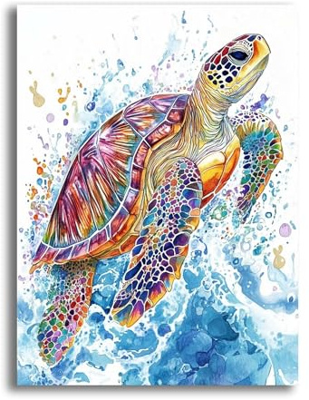 VAIIEYO 5D DIY Diamond Painting Sköldpadda, Diamantmålning Kit Djur, Strass Broderi Korsstygn Kit Tillbehör Konst Hantverk Kanvas Väggdekor Klistermärken Heminredning 30 x 40 cm-86