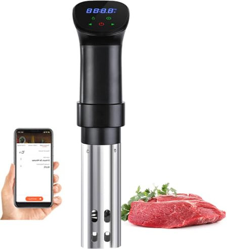 Macchina Sous Vide, Fornello Sous Vide WiFi da 850 W con intervallo di Temperatura 25-92,5 ℃ e Controllo Timer, Riscaldamento a circolazione dell'Acqua 3D, Stick Sous Vide in Acciaio Inossidabile