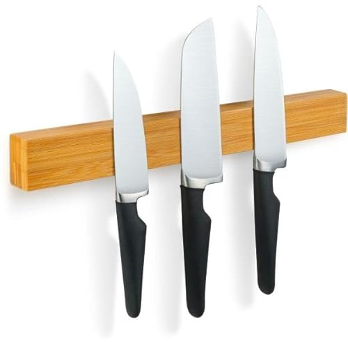 MASTIGA 40cm Bamboo Magnetic Knife Rack - Ultra-Strong Wall-Mounted Holder for Knives, Utensils, and Tools – Elevate Your Kitchen Style!