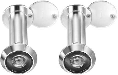 PATIKIL 9/16 Door Viewer Peephole 2Pcs 180-Degree Door Viewer Fits 2-3/16 to 3-3/4 Door Peep Hole with Rotating Privacy Cover for Home Office Hotel, Silver