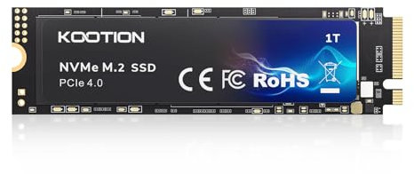 KOOTION 512 GB NVMe M.2 SSD, PCIe 4.0 M.2 2280 Internal Solid State Drive,Up to 5000MB/s, Laptop & Desktop (PC) Compatible、Gaming Expansion SSD, Black