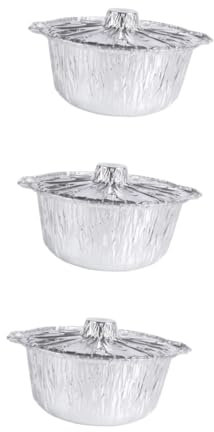 TOPBATHY 3 Pièces moule en papier d'aluminium instantané boîtes de conserve gril plateau en aluminium pour friteuse à air récipient bol de barbecue plaque de cuisson Feuille d'étain Silver