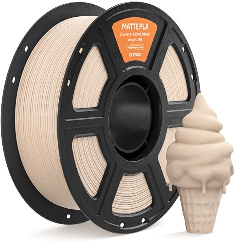 ELEGOO Matte PLA Filament 1.75mm Beige 1KG, 3D Drucker Filament PLA | Sauber gewickeltes Filament, Einfach zu Bedienen, 1kg Kunststoffspule(2.2lbs) PLA Matte Filament für Meisten FDM 3D Drucker