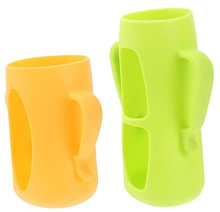 Supvox 2 Stück Silikon Flaschenschutzhüllen für Babyflaschen 160ml 240ml Lebensmittelecht Stoßfest mit Handgriff Farbige Abdeckung für Neugeborene Flaschenhülle Zubehör Zufällige Farbe