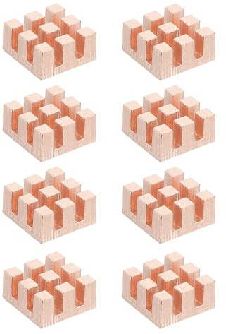 PATIKIL Kupfer Kühlkörper 10x10x5mm, 8 Stück | Kühler Kompatibel mit Raspberry für Einplatinencomputer Chip CPU Leistungstransistor FET IC Leistungsverstärker