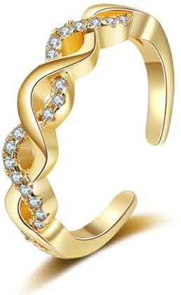 Tolldek 9K Gold Freundschaftsringe, Moissanit Welle Drehung Blumen Pärchen Ringe, Au 375 Diamantring Echt Schmuck, 60 (19.1)