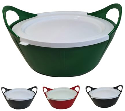 netproshop Vielseitige Flexischale 10 Liter mit Griffen mit Deckel - robust und flexibel für Stall, Haushalt usw., Farbe:Dunkelgruen