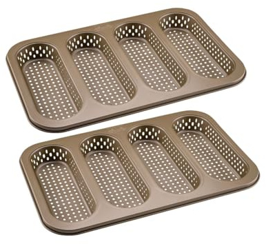 Zenker Lot de 2 Moules à baguettes 3 empreintes antiadhésif 33,5 x 22 cm | Cuisson maîtrisée, Lot de 2, Acier rigide, 33,5 x 22 x 3 cm, Revêtement ILAG Special