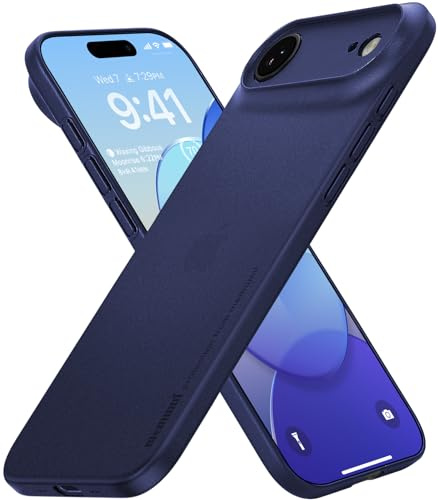 memumi Skal för iPhone Air, Tjocklek 0,3 mm, Slim Fit, Matt yta [Stötbeständigt, Halkskydd, Anti-rep] Skyddskåpa Extra Tunn för iPhone 17 Air- Trans-blå