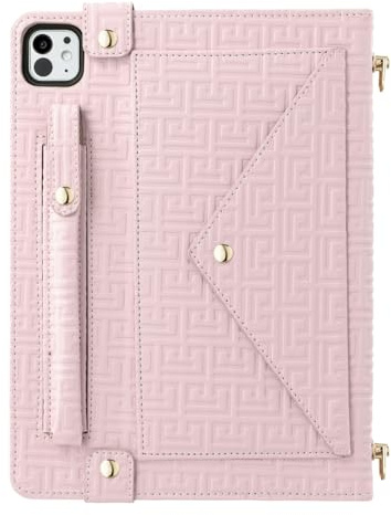 Custodia per iPad 10th Gen 11.9 pollici (Colore: Rosa) Smart Stand Strap Leather Wallet Flip Back Case