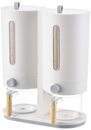 DAWCBVJQ Rice Storage Dispenser – 5kg Household Dry Food Sealed Organizer – Double Bucket Rice Container, for Kitchen Pantry Living Dining Cereal Soy