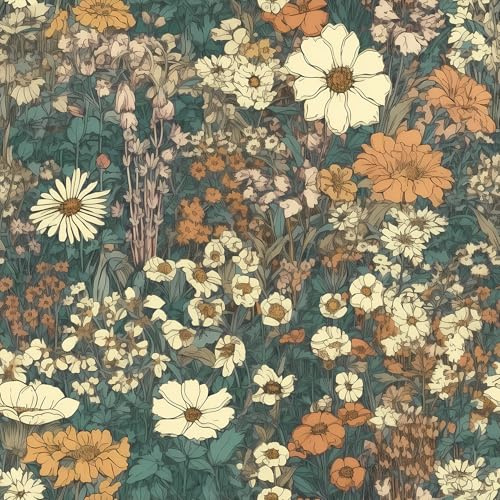 YENHOME Självhäftande tapet vägg blommor mörkgrön 44,5 x 700 cm möbelfolie mörkgrön tapet självhäftande vintage sovrum badrum tvättstuga blomtapet vattentät dekorativ folie möbelfolie