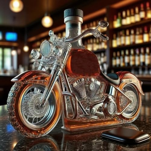 300ML whiskykaraff – statykonst, 3D-motorcykelformad handgjord whiskyflaska, motorcykel stil whiskykaraff, vinförvaringsbehållare (transparent)