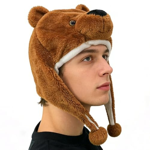Generisch Gorro de animal | Lindo disfraz de dibujos animados | Gorro de animal suave y cálido con orejas | Divertido gorro de para adultos Picnic Diario Interior Exterior Vacaciones Cumpleaños