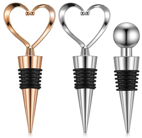 3 Pcs Wiederverwendbare Flaschenverschluss Weinstopper in Herzform für Weinflaschen Champagnerflaschen und Bierflaschen Auslaufsichere Flaschenverschlüsse in Standardgröße