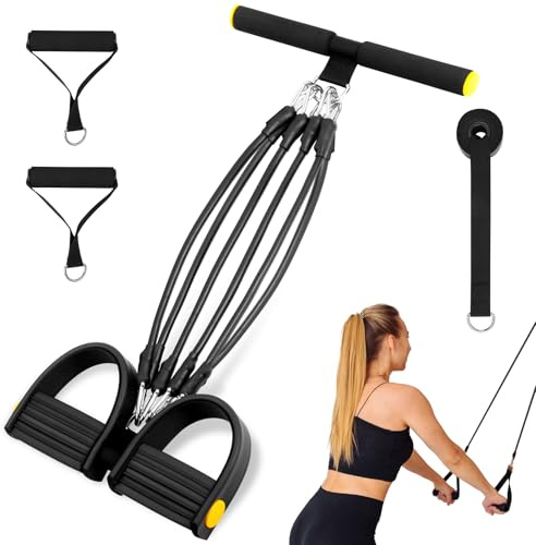 Flintronic Extenseur de Résistance en Latex Naturel À 3 Trous, Extenseur de Poitrine Chest Expander Ajustable, Bande de Résistance avec Poignées, pour Préparateur Musculaire, Entraîneur de Force