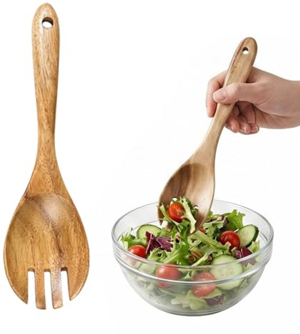 Cucchiaio da Cucina in Legno, Mestoli Legno 26 cm Di Lunghezza, 100% legno di Acacia, Cucchiaio da Cucina per Mescolare, Lunga Durata per Cucina, Arrosto, e Risotto, B