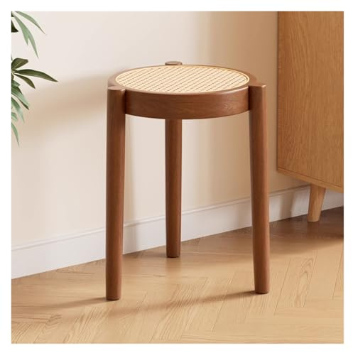 Bärbara barstolar i rotting – eleganta rygglösa trästolar med rund topp för köksö och matsal – bekväm och elegant sittlösning för heminredning