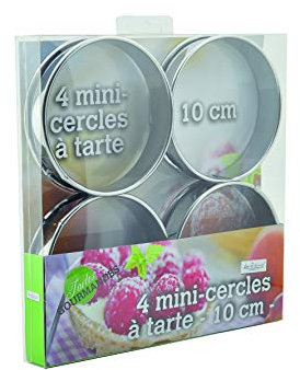 Ard'time TG-4CERC Lot de 4 Mini-Cercles à Tarte Inox