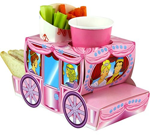MustBeBonkers x5 Pink Cinderella Princess Coach - Party Meal Food Trays - Snack Lunch Box Plate Tray