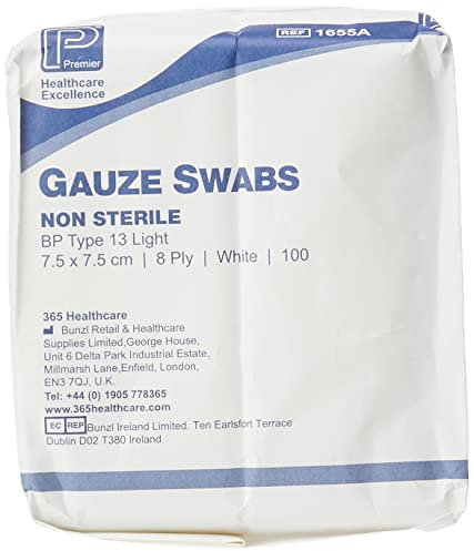 C&P MEDICAL 7.5 cm x 7.5 cm Gauze Swabs - Pack of 100