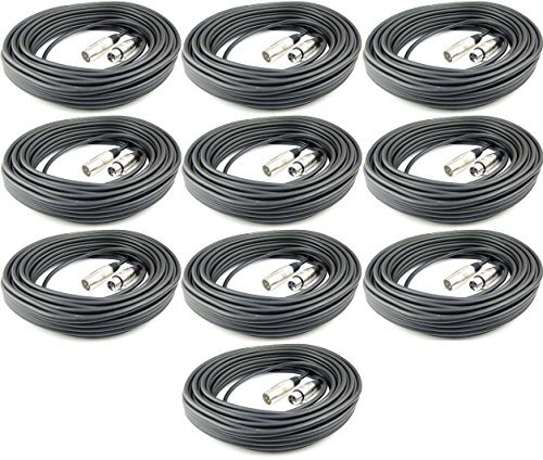 Adam Hall Cables 10 Stück K3MMF2000 Mikrofonkabel XLR female auf XLR male DMX Audio Kabel 3 pol polig (20 m, Schwarz, 10)