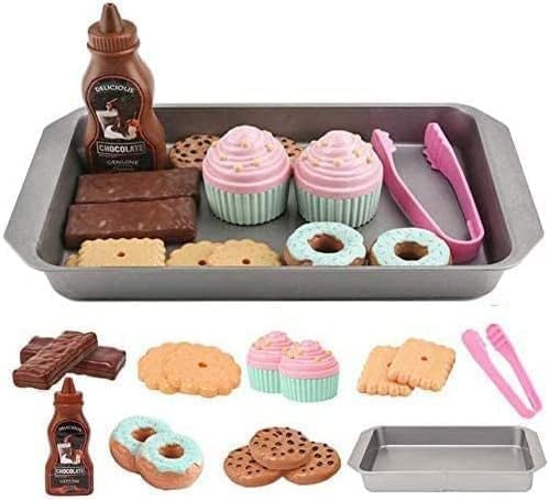 Elitoky Cookie Play Food Set, Play Food for Kids Kitchen - Play Kitchen Accessories - Play Baking Cookies and Cupcakes Plastic Toy Food for Pretend Play, Kids Childrens Birthday Gifts