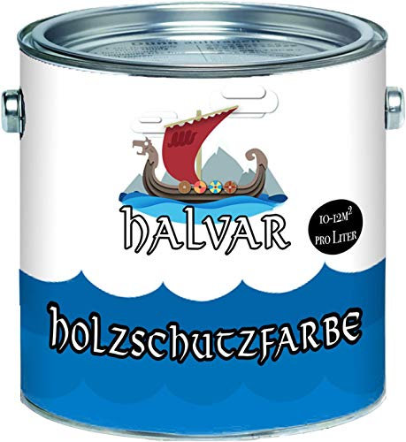 Halvar PU Holzschutzfarbe GLÄNZEND Kieselgrau RAL 7032 Grau Skandinavische Wetterschutzfarbe Holz-Lack wetterbeständiger Langzeitschutz (2,5 L)