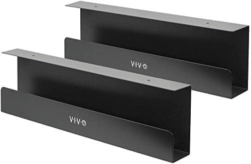 VIVO Under Desk 42 cm Cable Management Trays, Power Strip Holders, Cord Organizers, Wire Tamers for Office and Home, Black, 2 Pack, DESK-AC06-2C
