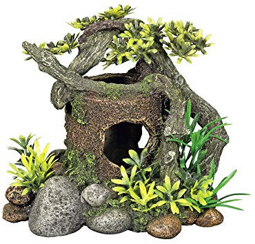 Nobby Aqua Ornaments Holz MIT VERSTECK mit Pflanzen, 18 x 15 x 15 cm, 1 Stück
