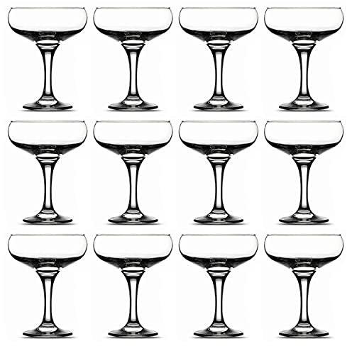 Acan Tradineur - Pack de 12 Copas Misket - Capacidad 23,5 cl (8 oz) - Vasos Vidrio Champagne Celebraciones, Fiestas - Aptas para lavavajillas - Ø 9,5 x 13,5 cm