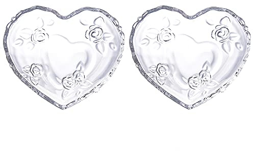 Gaolinci Heart-Shaped Embossed Glass Bowl, Fruit Salad Bowl, Dessert Bowl (Set of 2)