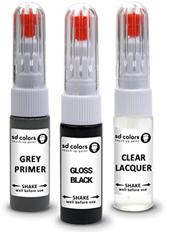 SD COLORS Kit de retouche de peinture pour jantes en alliage noir brillant 20 ML