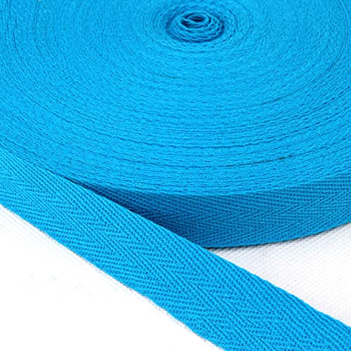 Duories Baumwolle Schrägband,25 Yards x 10mm Einfassband Köperband Nahtband Baumwollband Textilband Fischgrätenband Köperband Wimpelband Twillband Webbing Band für Schneidern DIY-Nähen Basteln,Blau