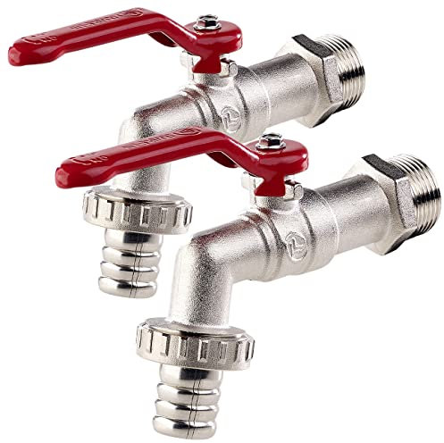 Royal Gardineer Kugelauslaufhahn: 2er-Set Wasserhähne mit Kugelauslaufventil und 3/4-Zoll-Anschluss (Gartenwasserhahn, Wasserhahn Metall, Garten Bewässerung)