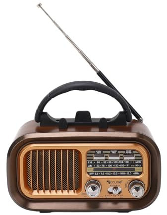 Lazmin112 Altavoz Bluetooth Retro, Radio Vintage Portátil, FM Am SW Radio Bluetooth Multifuncional de 3 Bandas, Reproductor de Música, con Antena Externa, para Interiores Y Exteriores(RXBT628)