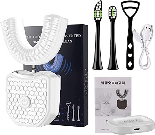 Orthosparkle Spazzolino da denti per adulti a forma di U ad ultrasuoni Spazzolino per sbiancamento dei denti Spazzolino elettrico per adulti 3 modalità Pulizia orale a 360 ° Ricarica wireless