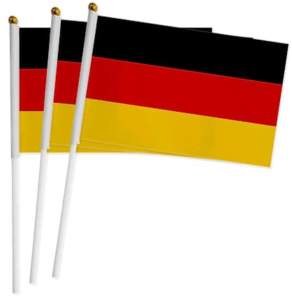 60 Piezas de Banderas de manivela de Alemania para el día Nacional Festivo, Fiestas, desfiles,bandera de mano, Eventos Deportivos, decoración de Bares (Alemania)