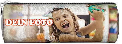 MEIERLE Personalisiertes Federmäppchen mit Foto, Federtasche Selbst Gestalten mit Eigenem Bild & Text, Rundes Schlampermäppchen für Teenager Mädchen, Individuelle Kosmetiktasche Geschenk