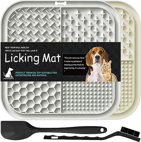 Lesipee Slickmatta för hundar och katter, paket med 2, diskmaskinssäker, hund ångestleksak för smör, yoghurt, jordnöt, husdjurstillbehör, lugnande matta