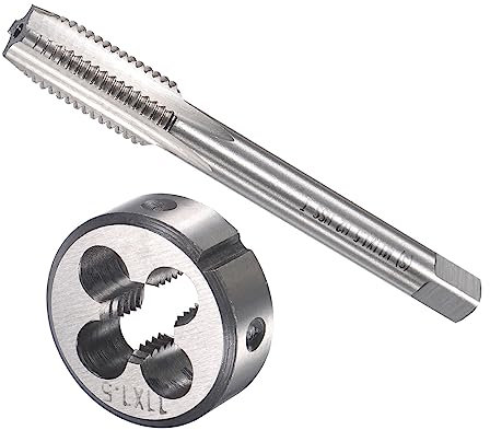 CoCud Taraud et Matrice Ensemble, M11 x 1.5 Filetage, Métrique Haute Vitesse Acier Machine Vis Taraud & Rond Outil Trousse - (pour Filetage Tapotement Réparation), 1-Ensemble