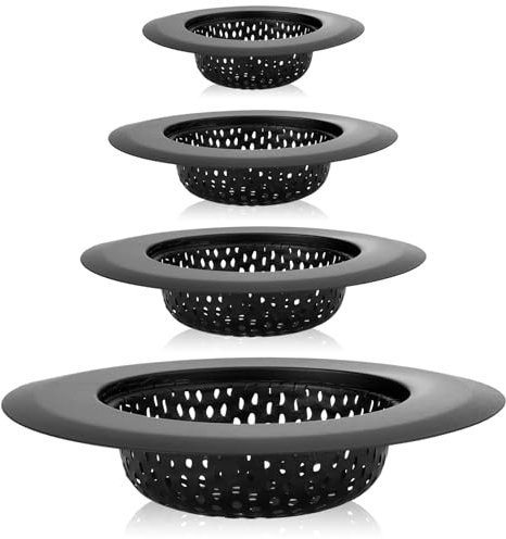 Mabor 4 Stück Abflusssieb Küchenspüle Edelstahl Sieb für Spülbecken Waschbecken Sieb Haarfänger Abfluss Sieb Spülbeckensieb für Dusche Badewanne Küche Größe von 5,5cm bis 11,2cm