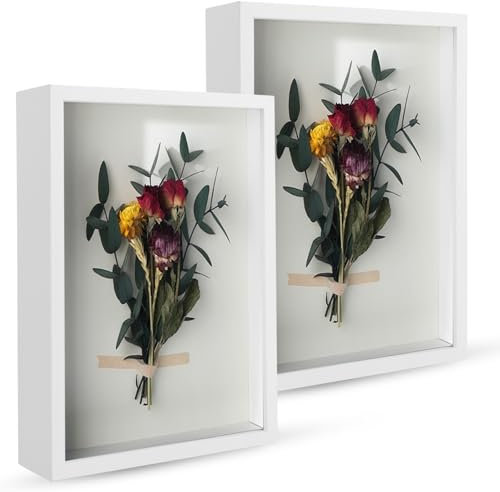 CYEER 2 Stück 3D Bilderrahmen zum Befüllen 20x30CM, Tiefer Bilderrahmen zum Befüllen, Objektrahmen mit Glas Rahmen, Rahmen zum Befüllen für Fotos, Hochzeitsstrauß, DIY Erinnerungsstücke