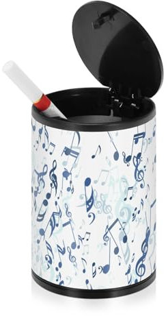 Musik-Symbol Blauer rauchfreier Aschenbecher für Zigaretten Innen mit Deckel Edelstahl Tragbares Autozubehör Outdoor Zigarette Butt Buchse für Zuhause Angeln Camping