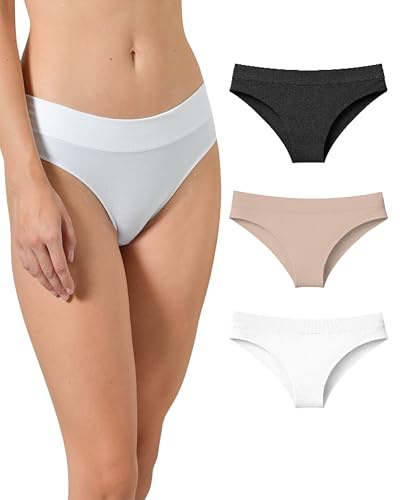 Risalti Culotte Femme Bresilienne Bambou sans Couture Lot de 3 - Slip Femme Invisible, sous Vetement Respirant, Doux, Elastique - Made in Italy