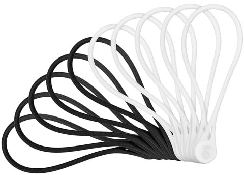 Cable Matters 10-Pack Silicone Magnetic Cable Ties - Magnetic Cord Organizer in Black and White